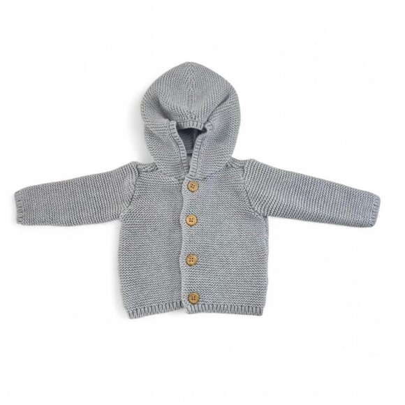 Carter's Other - Carters Little Planet Knit Baby Hoodie Button Sweater Gray Organic Cotton 9m